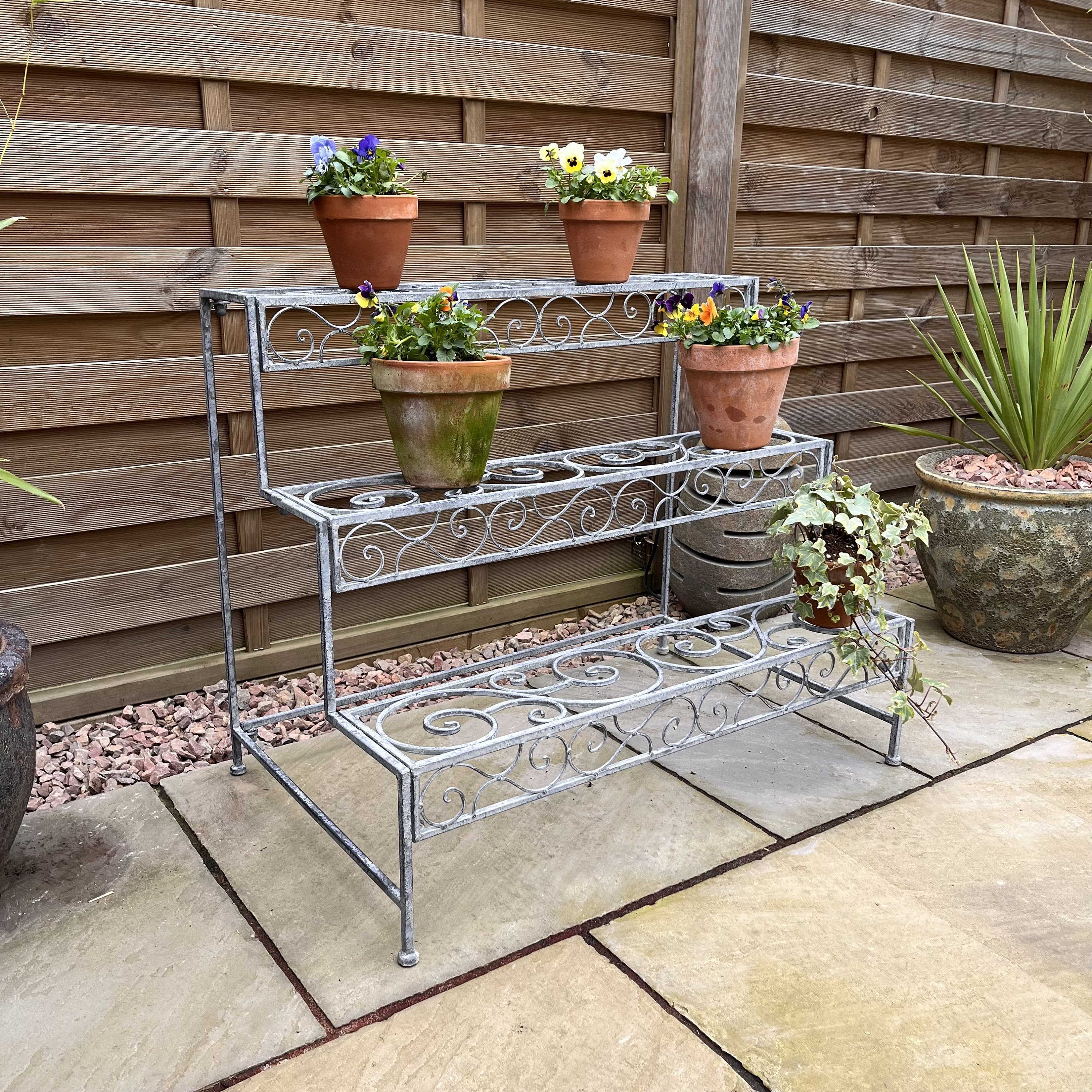 3 Tier Stepped Large Metal Grey Decorative Plant Stand - Etsy