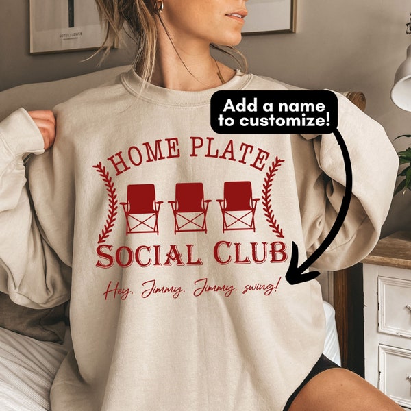 Home Plate Social Club Sweatshirt Personalized, Custom Baseball Sweatshirt, Baseball Mom Sweatshirt, Game Day, Baseball Season, Baseball Tee