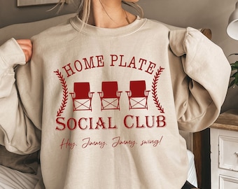 Home Plate Social Club Sweatshirt Personalized, Custom Baseball Sweatshirt, Baseball Mom Sweatshirt, Game Day, Baseball Season, Baseball Tee