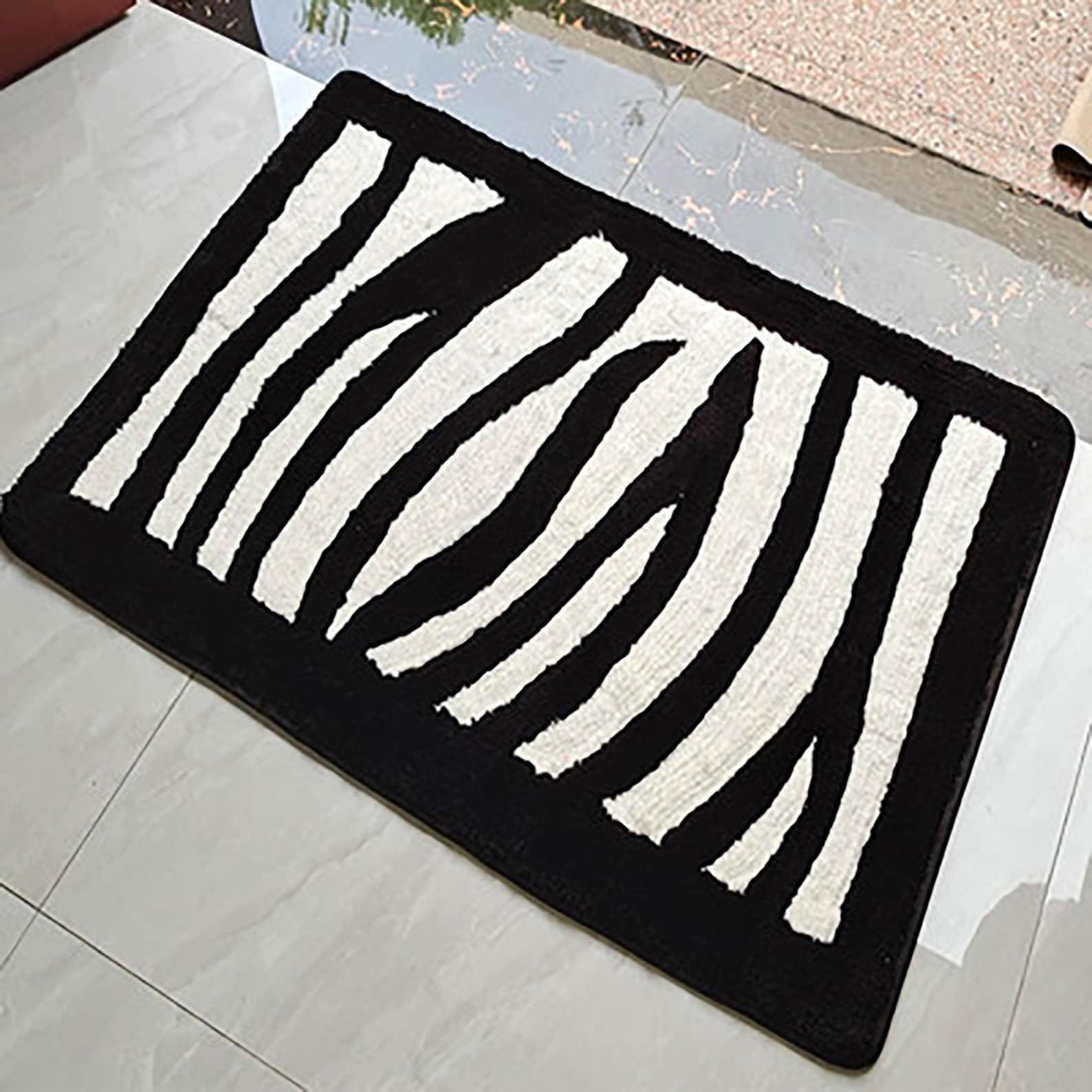 Black and White Striped RugCotton Woven Washable Outdoor Etsy