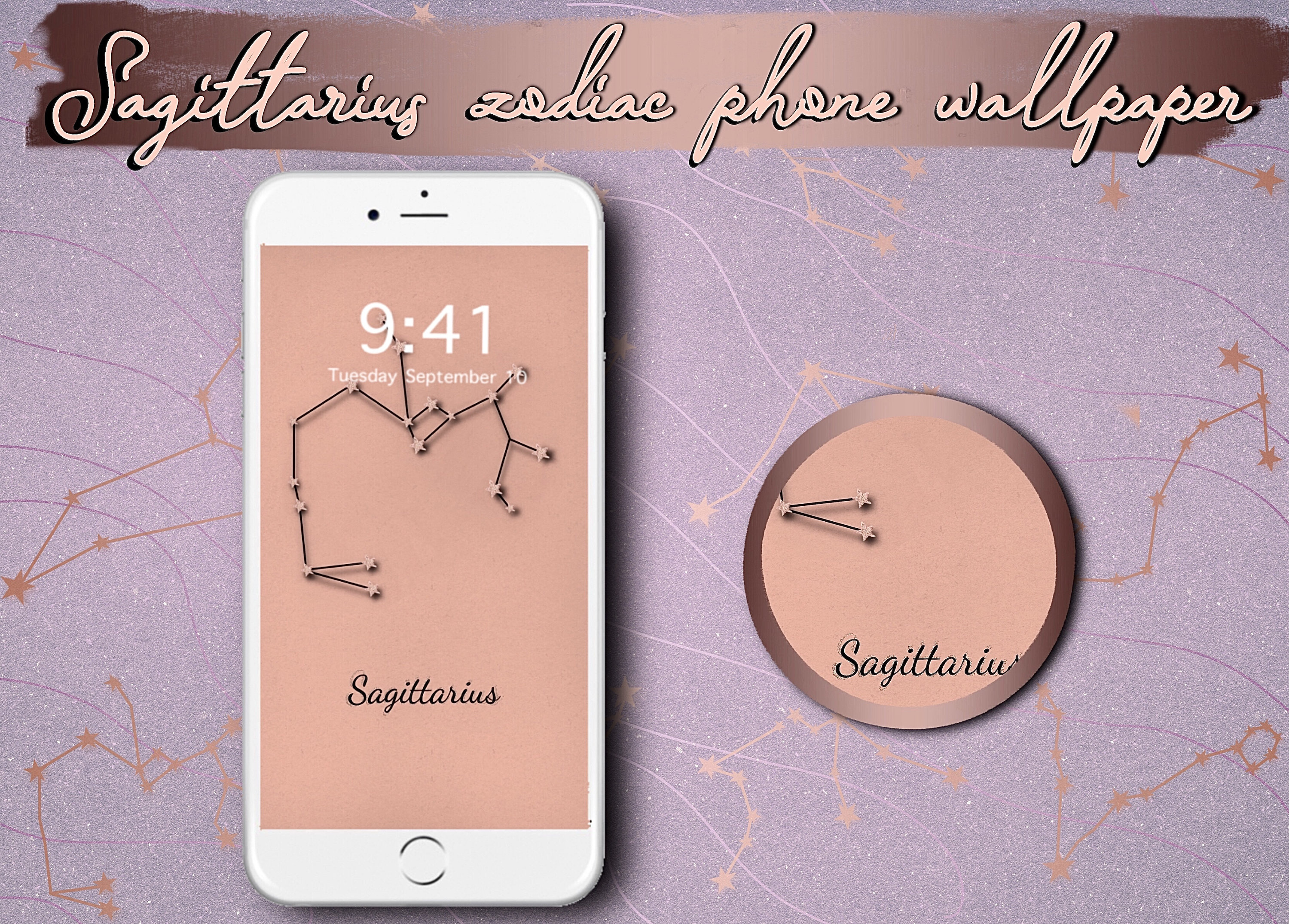 Sagittarius zodiac iphone wallpaper, phone background, minimalist design, instant download
