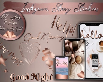 Rose Gold Instagram Story Stickers | IG Daily (Digital Download)