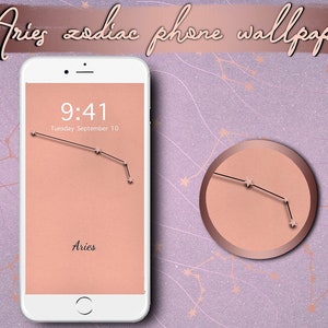 Aries zodiac iphone wallpaper, phone background, minimalist design, instant download