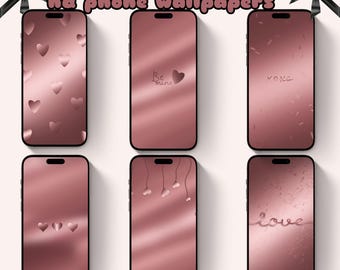 6+ iphone Wallpaper Aesthetic, Rose Gold Phone Background, Pink Lock Screen