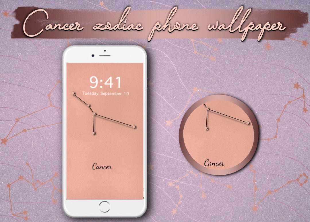 Cancer Zodiac iPhone Wallpaper, Phone Background, Minimalist Design