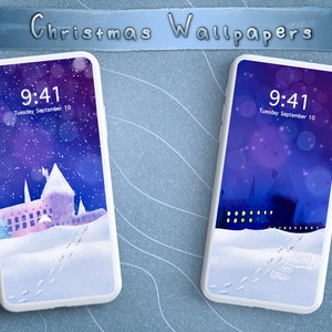 2 Snowy ground with wizard school winter wallpaper, christmas phone wallpaper, anime background