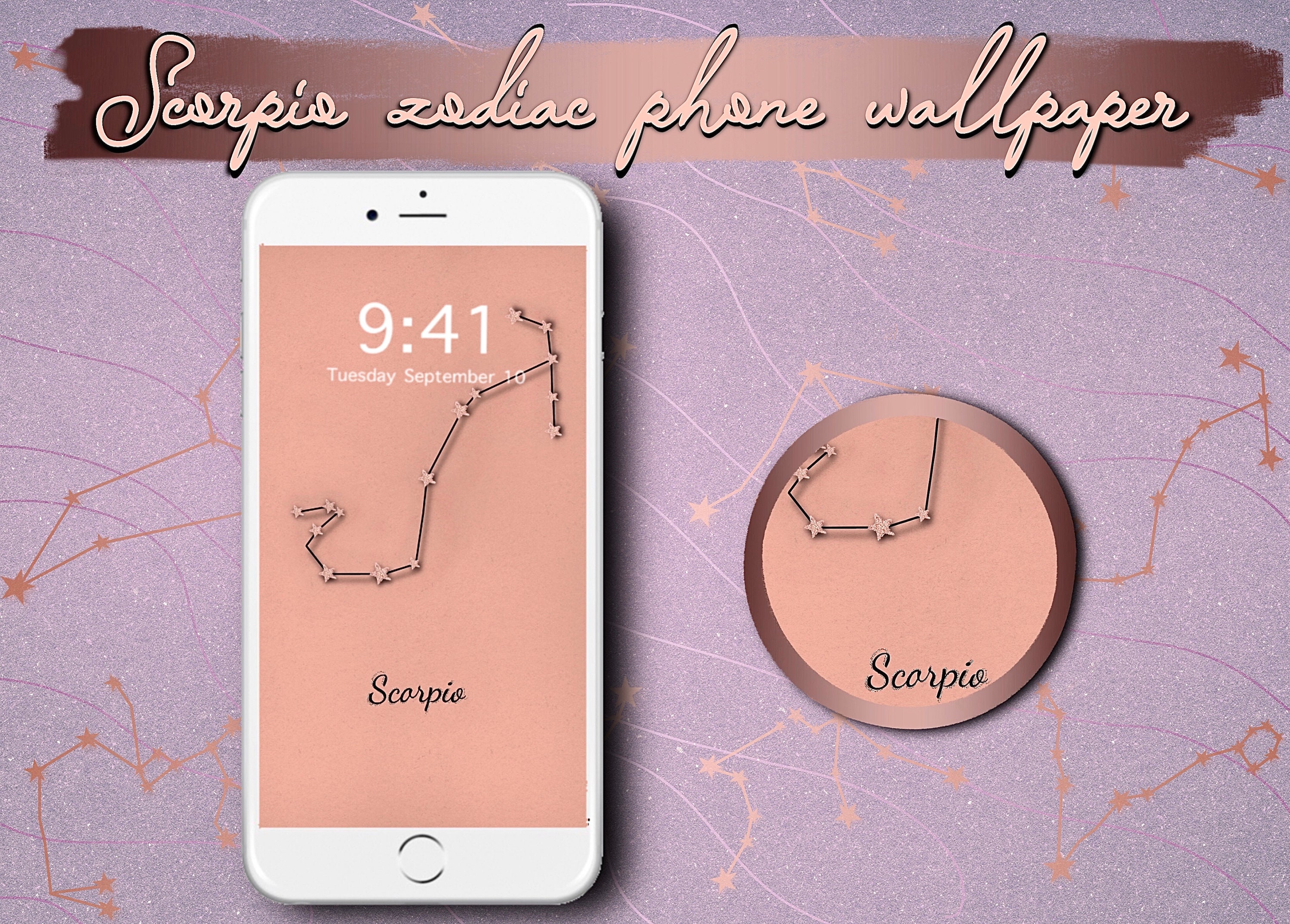 Scorpio Zodiac Iphone Wallpaper Phone Background Minimalist - Etsy Scorpio Zodiac Iphone Wallpaper Phone Background Minimalist - Etsy