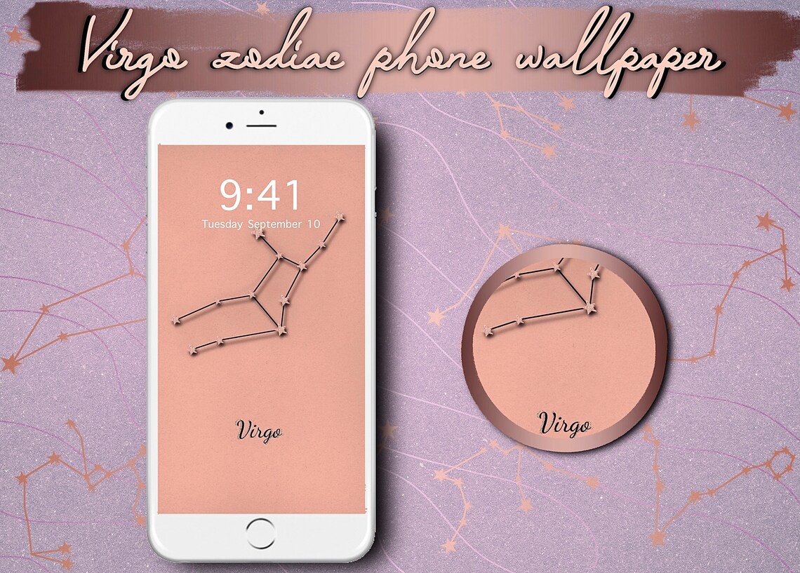 Virgo Zodiac iPhone Wallpaper, Phone Background, Minimalist Design