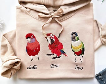 Custom Pet Face Embroidered Sweatshirt, Bird Photo Embroidered Hoodie,Pet Lovers Sweatshirt, Gift for Pet Lovers, Pet Embroidery Sweater