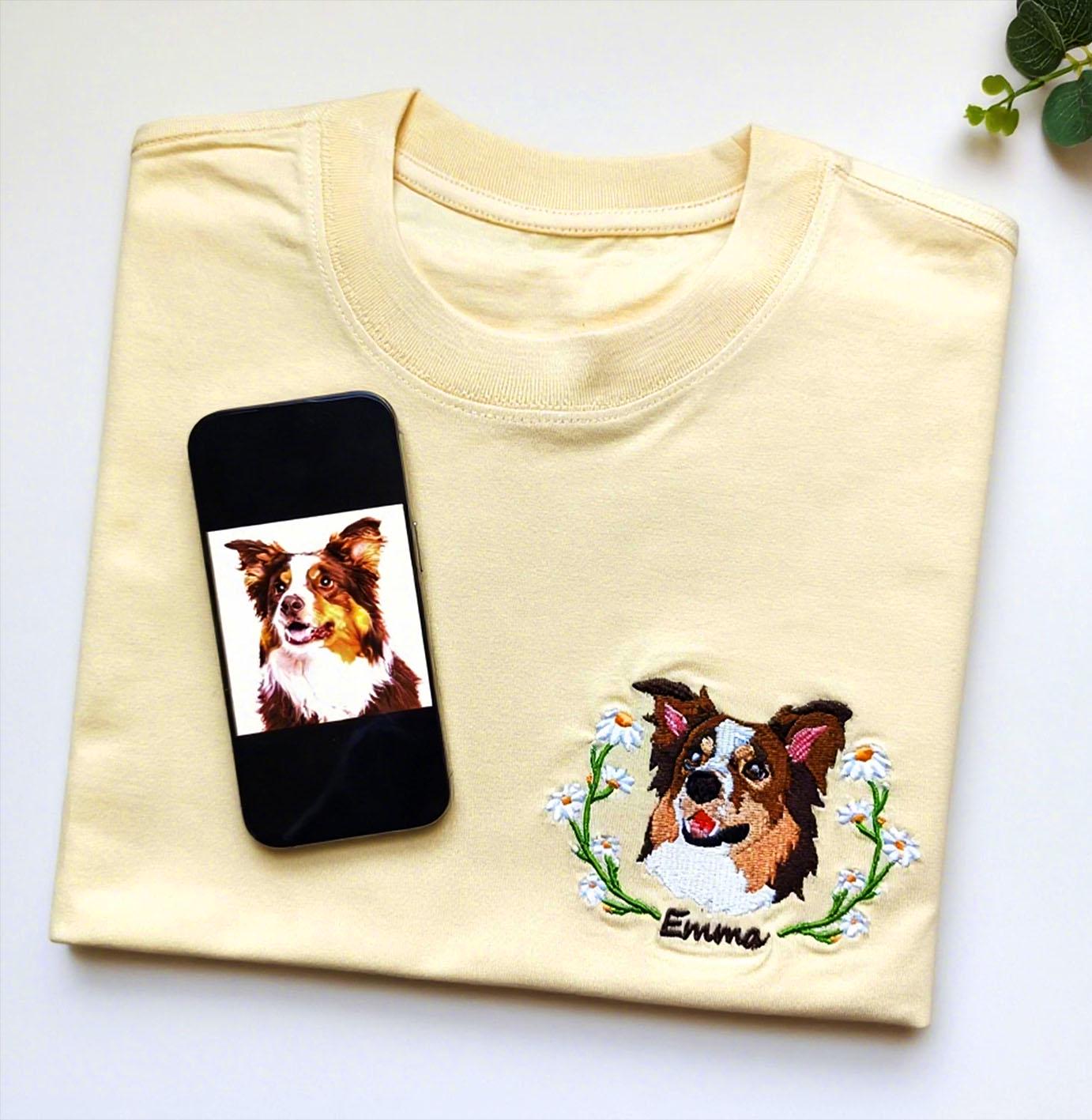 Benutzerdefiniertes Haustier von Ihrem Foto gesticktes Hemd, personalisiertes Hundehemd, Hundeliebhaber-Sweatshirt, Geschenk für Tierliebhaber, Haustier-Stickerei-Pullover