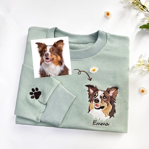 Custom Dog Face Embroidered Sweatshirt, Dog Photo Embroidered Hoodie,Dog Lovers Sweatshirt, Gift for Pet Lovers, Pet Embroidery Sweater