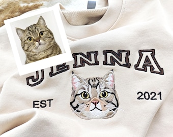 Personalisierter Hunde Hoodie Gestickter Hundename, personalisiertes Haustier-Gesicht-Sweatshirt von Ihrem Foto, Varsity-Sweatshirt, Geschenke für Hundeliebhaber