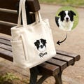 Custom Pet Portrait Embroidered Corduroy Tote Bag,Personalized Dog Mom Gift,Minimalist Small Handbag,Custom Name Purse