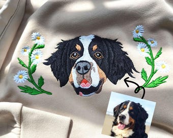 Custom Dog Face Embroidered Sweatshirt, Pet Photo Embroidered Hoodie, Dog Lovers Sweatshirt, Gift for Pet Lovers,Personalized Gift For Mom
