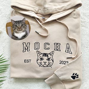 Sweat à capuche personnalisé pour chien avec nom de chien brodé, sweat-shirt personnalisé avec visage d'animal de compagnie à partir de votre photo, sweat-shirt universitaire
