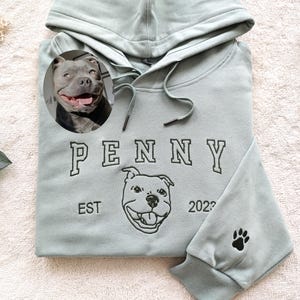 Custom Dog Hoodie Embroidered Dog Name, Personalized Pet Face Sweatshirt from Your Photo, Varsity Sweatshirt