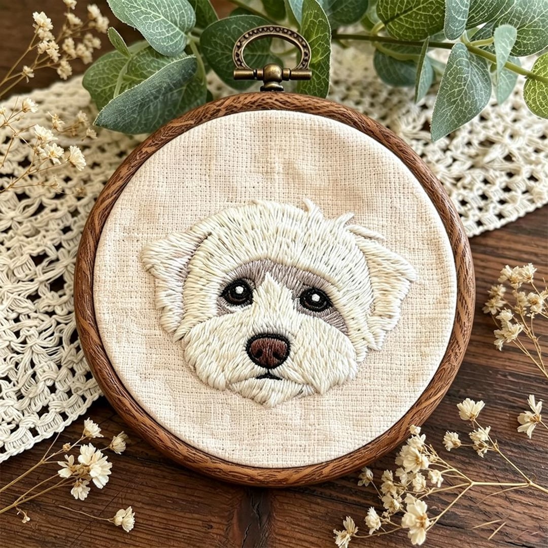 Custom Pet Portrait Embroidery, Personalized Dog Face Needlepoint, Handmade Pet Memorial Gift, Dog Lover Decor, Custom Dog Portrait Hoop