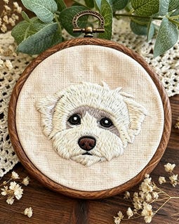 Custom Pet Portrait Embroidery, Personalized Dog Face Needlepoint, Handmade Pet Memorial Gift, Dog Lover Decor, Custom Dog Portrait Hoop