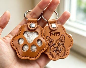 Custom Pet Loss Memorial Keychain, Pet Hair Keepsake Keyring, Personalized Dog Photo UV Print Gift, Cat Remembrance Paw Charm, Sympathy Gift