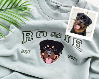 Personalisierter Hunde Hoodie Gestickter Hundename, personalisiertes Haustier-Gesicht-Sweatshirt von Ihrem Foto, Varsity-Sweatshirt, Geschenke für Hundeliebhaber