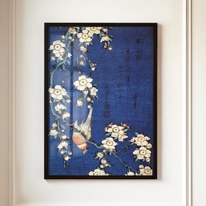 Poster vintage di uccelli giapponesi / Stampa retrò di Hokusai / Grande arte murale per la decorazione della casa / Vecchia stampa d'arte giapponese