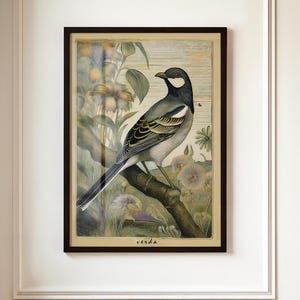 Vintage Bird Illustration Print | Botanical Wall Art | Nature-Inspired Home Decor