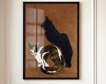 スタンラン作「二匹の猫」1910年ファインアートプリント：ヴィンテージ