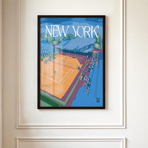 Pôster de Wimbledon | Arte de parede de tênis para decoração esportiva e presente exclusivo para treinador | Pôster de tênis | Pôster de tênis de Nova York
