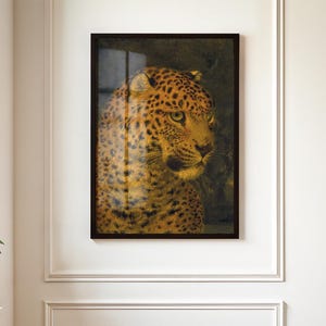 Stylish Leopard Print Wall Art | Vintage Leopard Art Print | Majestic Big Cat Wall Art | Statement Jungle Animal Decor