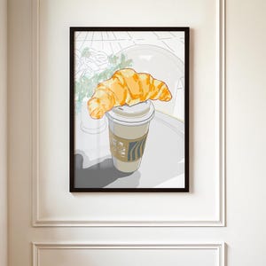 フランス料理のポスター | フランス料理のアート | ニューヨークのカフェのイラスト | キッチンやダイニングルームに飾るモダンなウォールアート