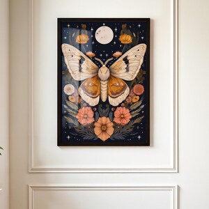 Butterfly Art Print | Butterfly Moth Poster | Butterfly Print | Dark Botanical Insect Artwork | Rustic Cottagecore Decor