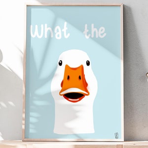Stampa di Anatra a Mano: Decorazione Murale Minimalista per Soggiorno, Bagno, Caffè, Arte con Anatra.