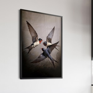 Stampa di tre uccelli / Dipinto di John Gould / Arte murale di uccelli dai colori tenui / Poster di uccelli vintage / Arte murale di animali / Decorazione per la stanza