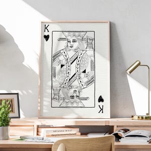 Impression roi de coeur - affiche de la chance - impression esthétique tendance - impression as de coeur vintage - art poster cartes à jouer