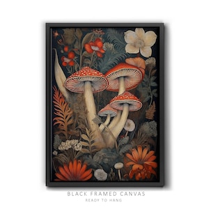 Vintage Mushroom Print: Red Toadstool Botanical Wall Art