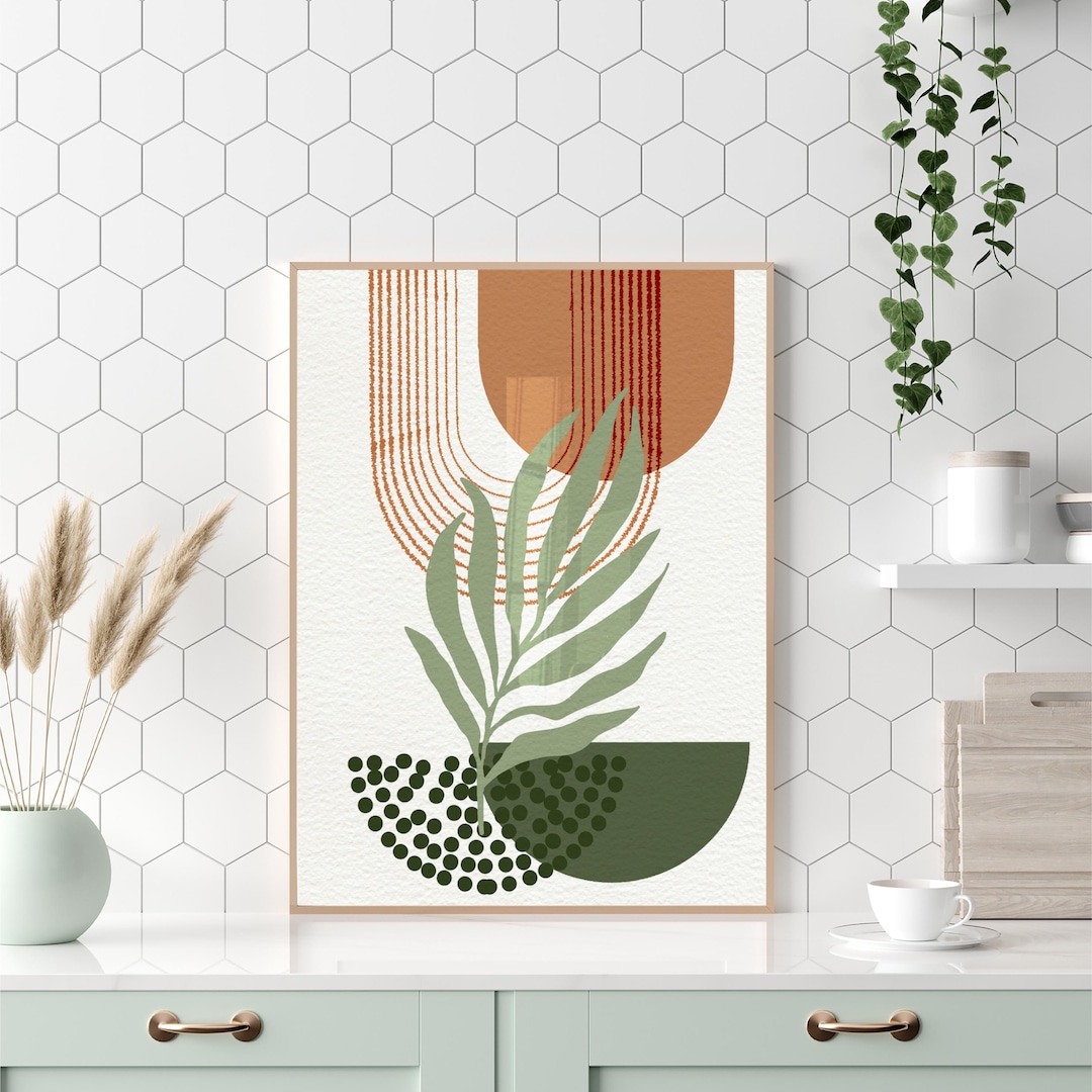 Boho Wall Prints - Terracotta Poster - Sage Green Wall Prints - Natural ...