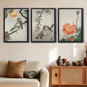 Ohara Koson Art Prints Set of 3 | Japanese Bird Prints | Woodblock Wall Art | Gallery Wall Decor | Bird Decor To Hang On Wall