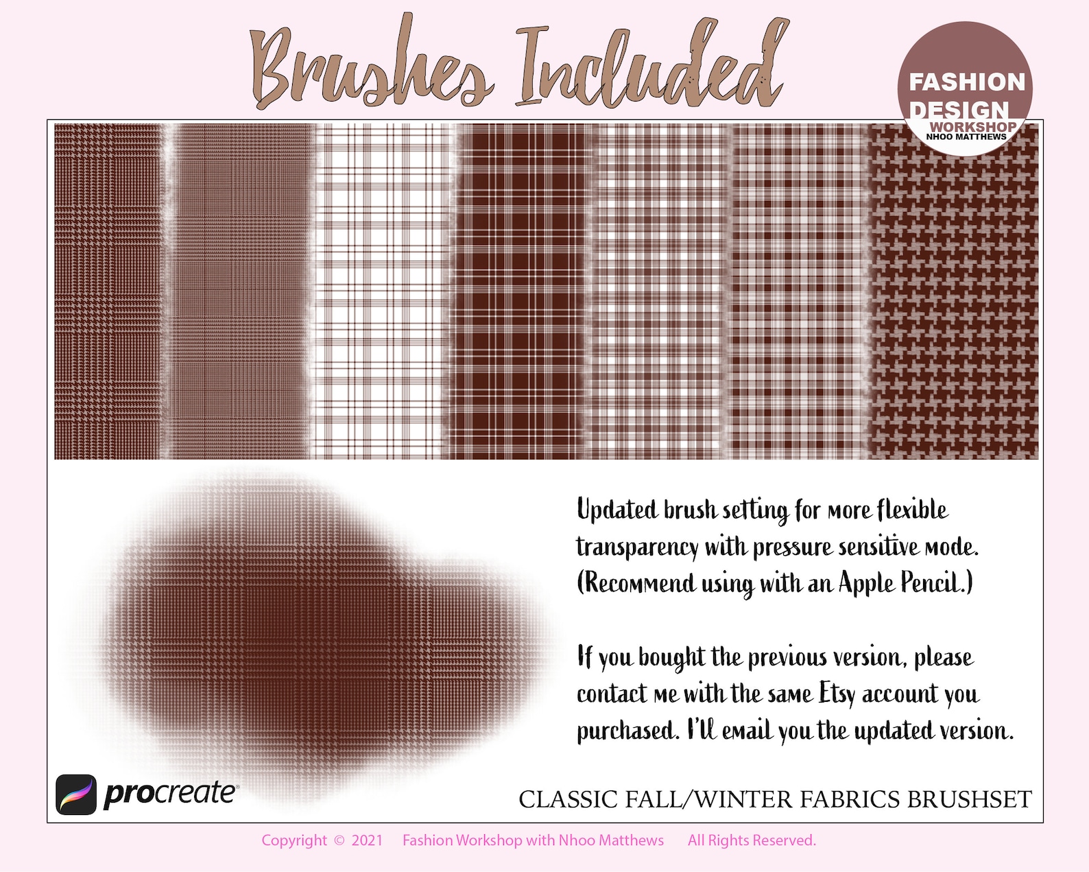 50 Classic Fall / Winter Fabric Brushes Procreate App. Tweed Etsy