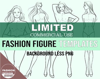 LIMITED COMMERCIAL USE for Black Background Less Fashion Figure Templates (Per 1 Pose) up to 500 end products for sale