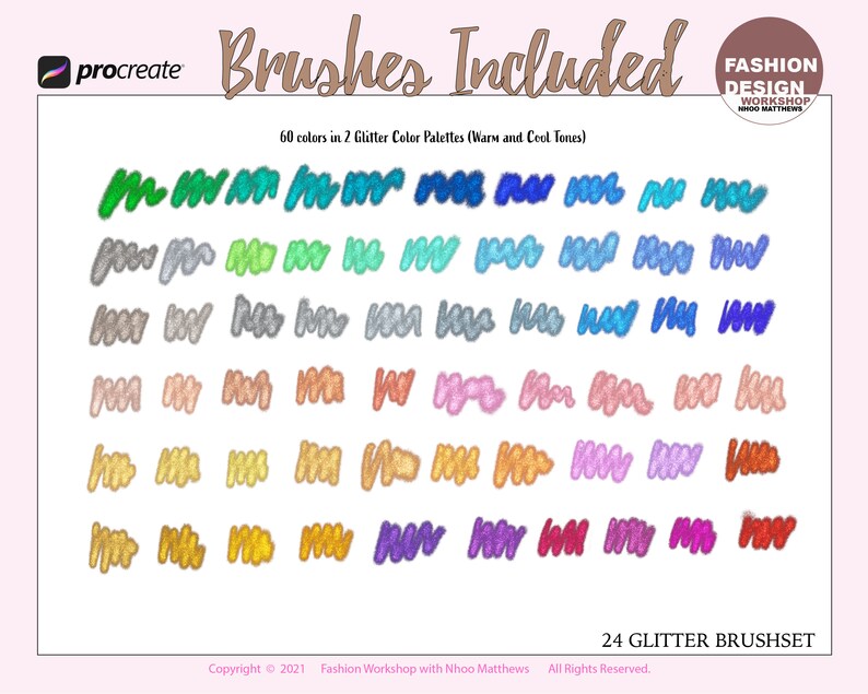 24 PRETTY GLITTER Brushes for Procreate App. Gold Glitters, Fairy Dust, Rainbow, Multicolor Unicorn Brushes. 24 Brushes total image 6