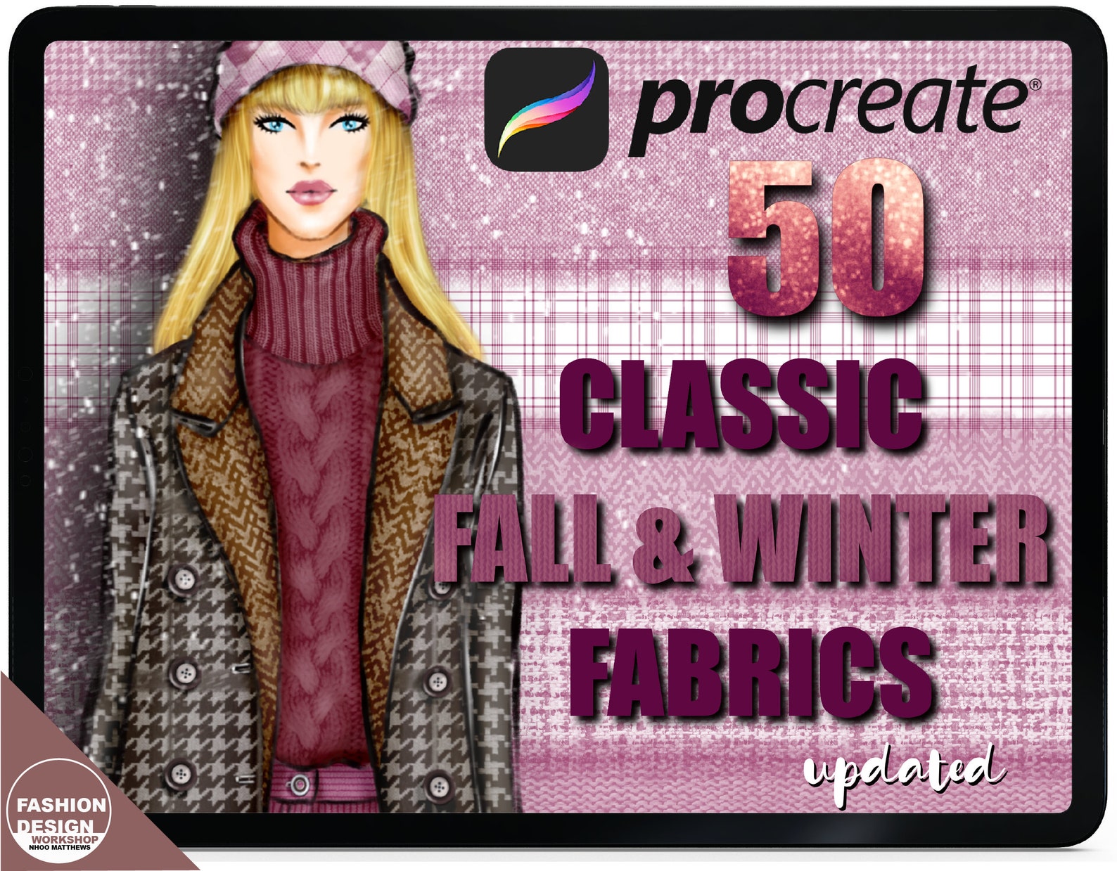 50 Classic Fall / Winter Fabric Brushes Procreate App. Tweed Etsy