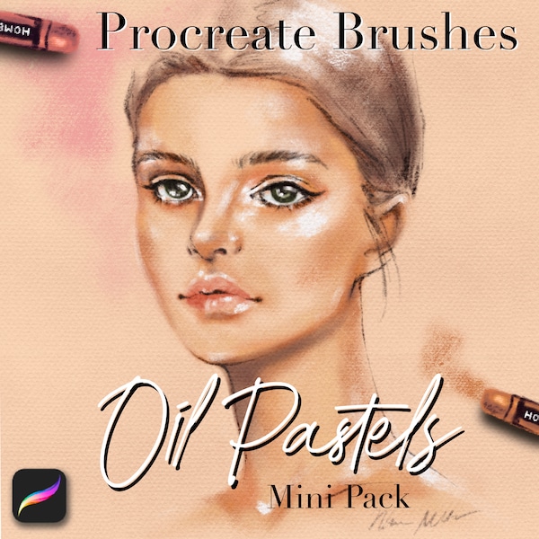 Procreate Oil Pastels Brushes (Mini Pack) 17 Realistic Thick Pastels & Crayons Brushes for Portrait Illustration, Canvas, Paper Textures.