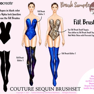 Realistic COUTURE SEQUIN Brushes for Procreate. Youtube eBook Tutorials Fashion Illustration. Shiny, Glitter, Matte Textures. 73 Brushes image 8