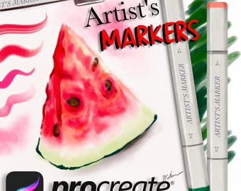 Procreate Marker Brushes: Realistic Watercolor Wash Effects + 360 Color Palettes (Digital Download)