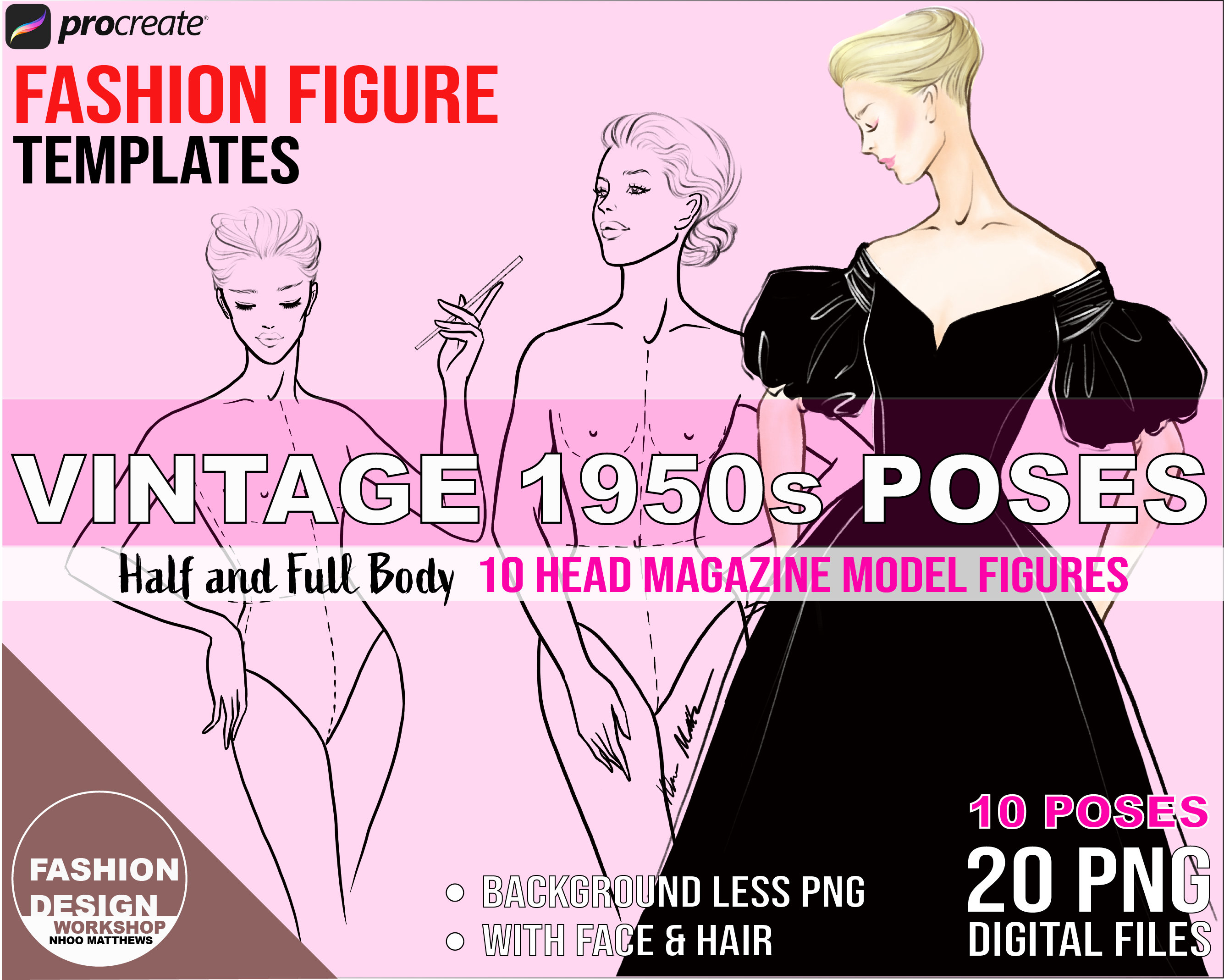 Retro girl outfit Design Template
