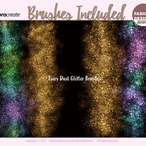 24 PRETTY GLITTER Brushes for Procreate App. Gold Glitters, Fairy Dust, Rainbow, Multicolor Unicorn Brushes. 24 Brushes total image 5