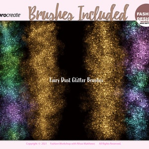 24 pennelli ABBASTANZA GLITTER per l'app Procreate. Glitter dorati, polvere di fata, arcobaleno, pennelli per unicorno multicolor. 24 pennelli in totale immagine 5