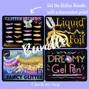 24 PRETTY GLITTER Brushes for Procreate App. Gold Glitters, Fairy Dust, Rainbow, Multicolor Unicorn Brushes. 24 Brushes total image 7