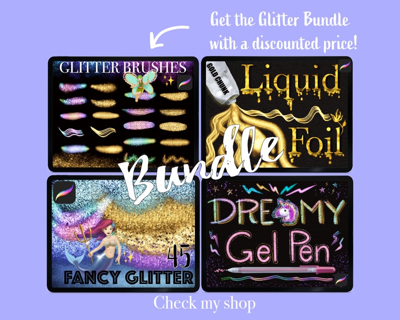 24 PRETTY GLITTER Brushes for Procreate App. Gold Glitters, Fairy Dust, Rainbow, Multicolor Unicorn Brushes. 24 Brushes total image 7