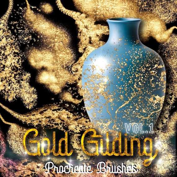 Gold Gilding Procreate Brushes: Metallic Texture, Foil, Glitter, Gold Leaf (Digital Download)
